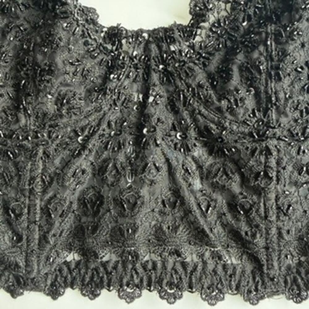 Bebe Black Sparkling Beaded & Sequin Underwire Bra Bralette Crop Top Size Medium - Picture 2 of 7